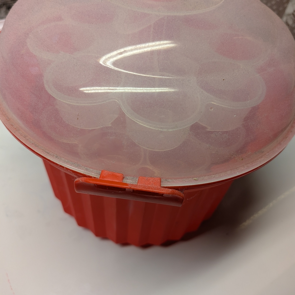 Red Cupcake Carrier with Clear Lid